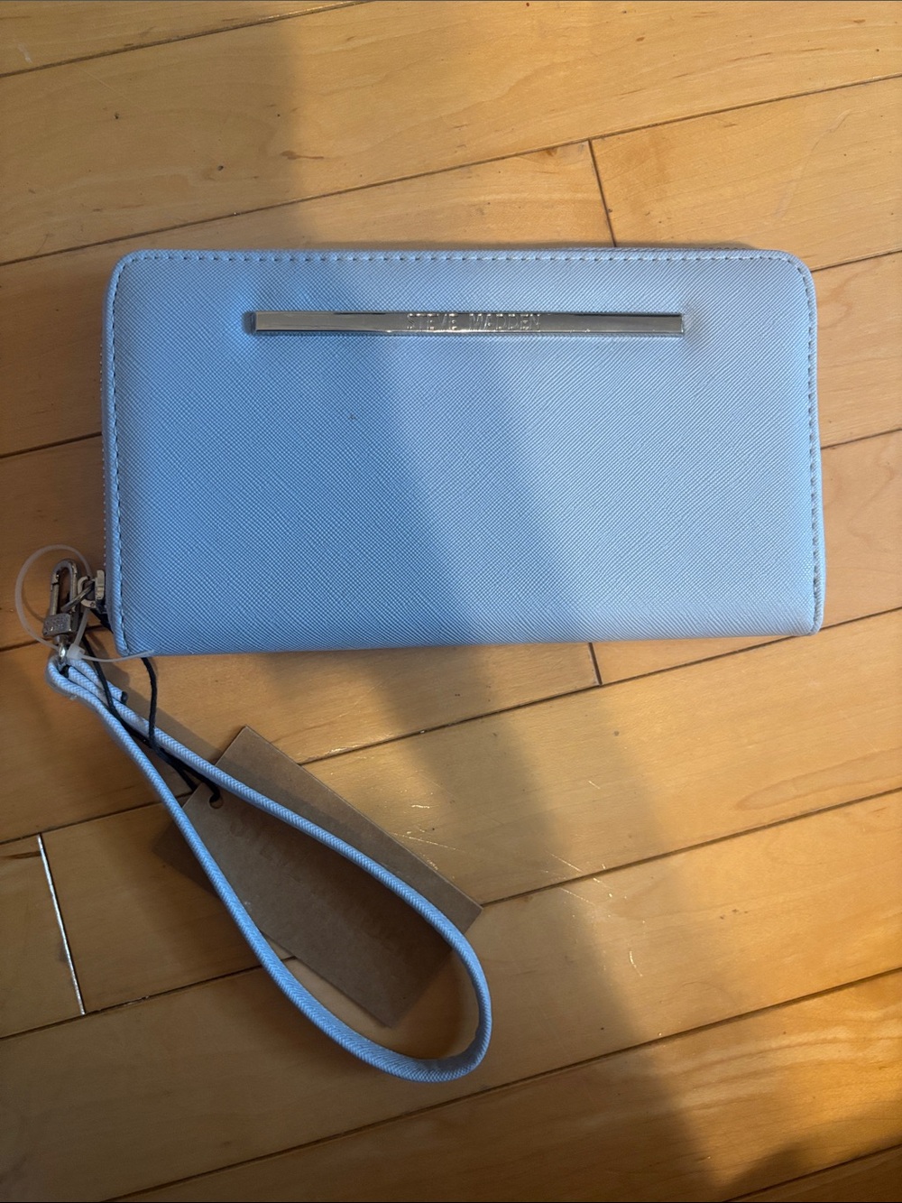 Steve Madden Light Blue Zip-Around Wristlet